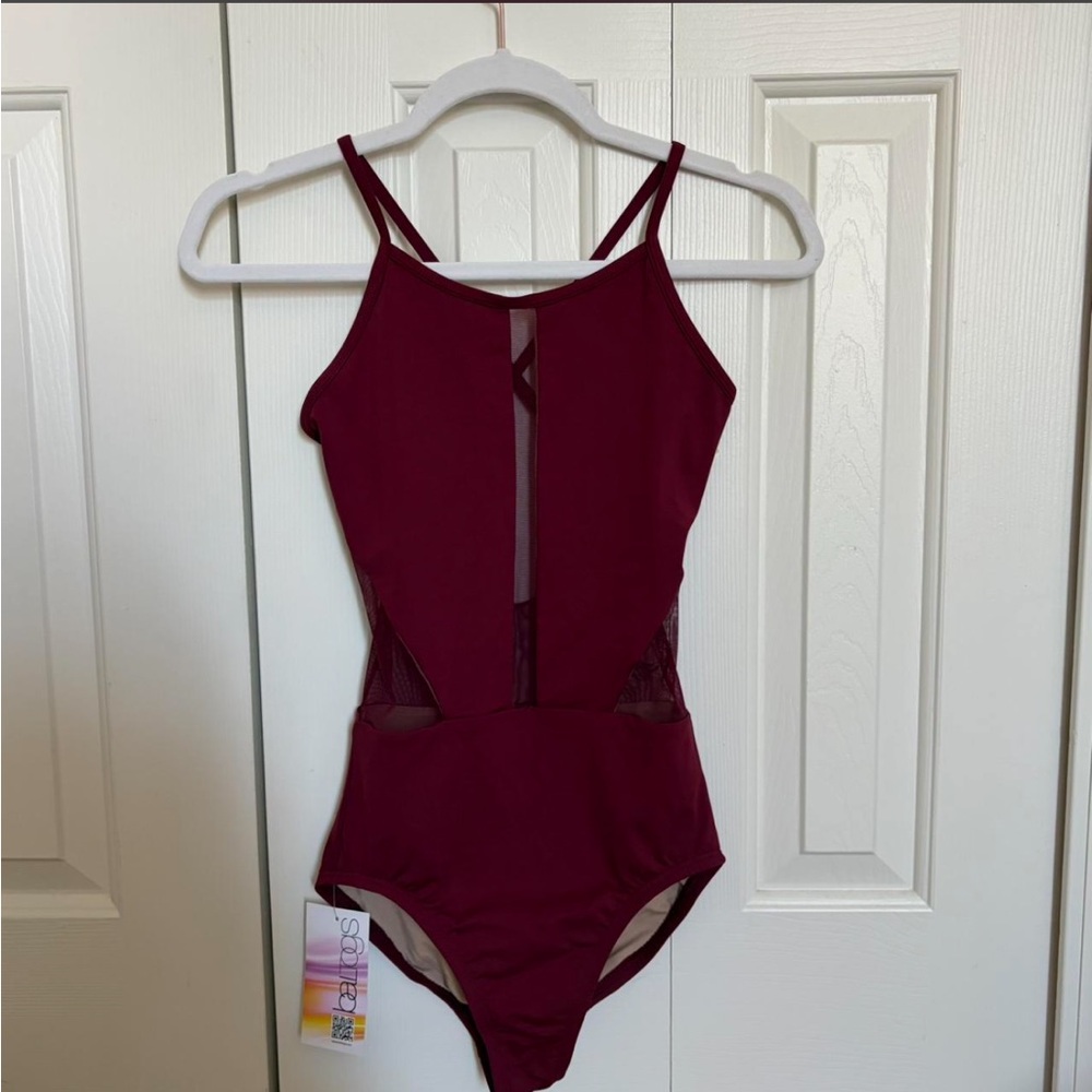 NWT Burgundy Red Baltogs cutout mesh leotard